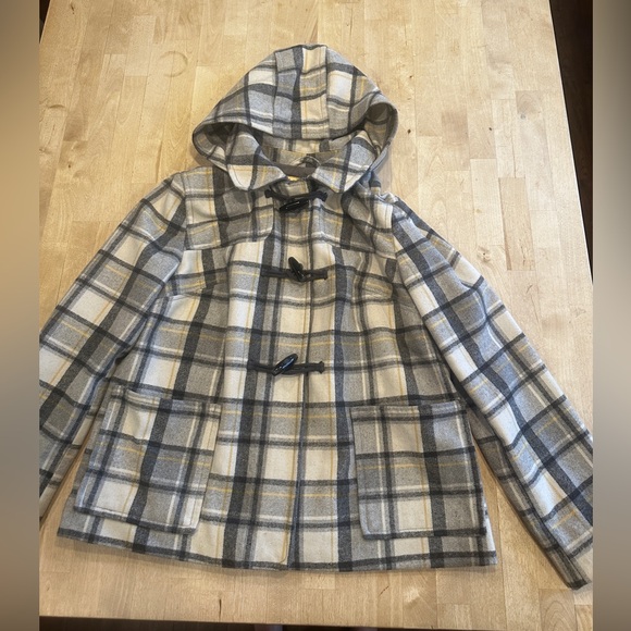 Old Navy Gray and Yellow Plaid Coat - Picture 1 of 11